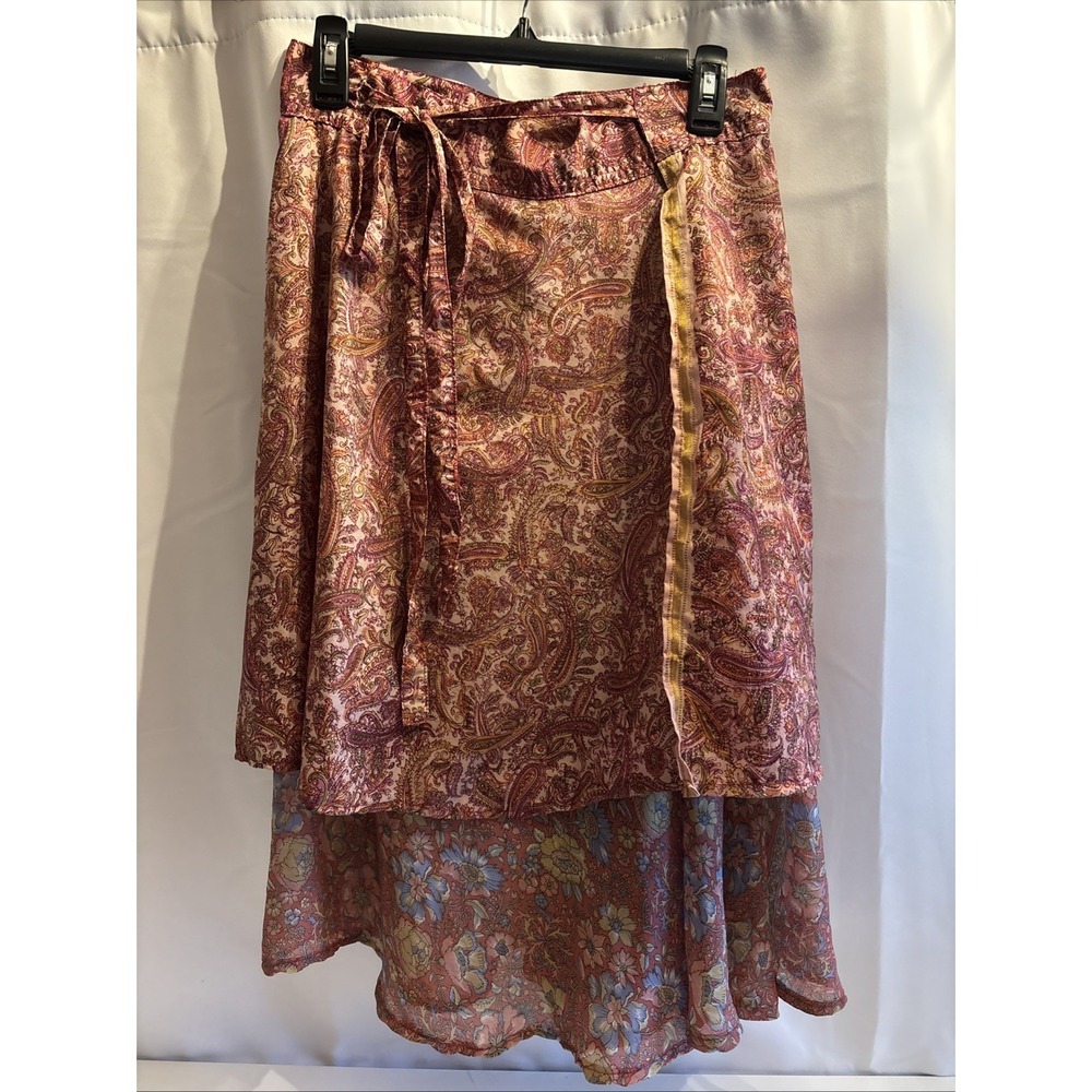 Made In India skirt/wrap Multi Layer Bohemian Boho Paisley 2 Prints Festival